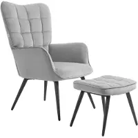 Selius Fauteuil relax – Fauteuil de relaxation – Gris clair – Inclut un repose-pieds – Capacité maximale : 120 kg