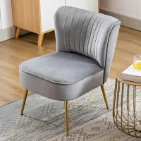 Selius Fauteuil - Fauteuil de relaxation - Fauteuil - Fauteuil d'accent - Pouf - Revêtement en velours - Pieds en métal doré