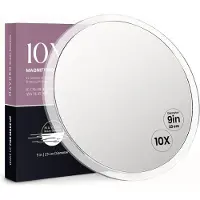 OCreon Miroir grossissant avec 3 ventouses puissantes - Grossissement 10x - Miroir de maquillage et de cosmétiques portable pour voyage (10x)