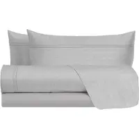 OCreon Ensemble de literie pour lits doubles, 100% coton, pour lit double, motif imitation lin, comprenant : drap housse, drap plat et 2 taies d'oreiller