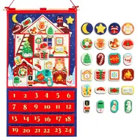 OCreon Calendrier de l'Avent pour Noël - Maison de Noël non tissée - Décorations de calendrier de l'Avent avec 24 ornements inclus