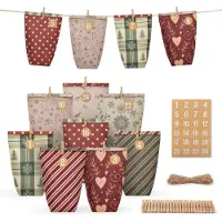 OCreon Calendrier de l'Avent à remplir - 24 petits sacs en papier pour calendrier de l'Avent, à remplir soi-même