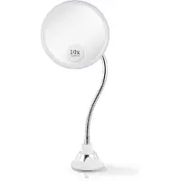 OCreon Miroir de maquillage Zwanenhals - Flexible - Grossissement 10x - Rotation à 360° - Ventouse réglable