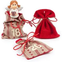 OCreon Calendrier de l'Avent à remplir soi-même - 24 petits sacs en tissu - Sachets cadeaux pour Noël - Calendrier de Noël fait maison