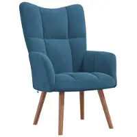 Selius Fauteuil - Fauteuil de relaxation - Fauteuil club - Fauteuil - Tissu velours bleu foncé - Structure en bois massif
