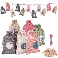 OCreon Calendrier de l'Avent à remplir soi-même - 24 petits sacs en jute avec des chiffres