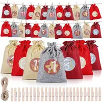 OCreon Calendrier de l'Avent à remplir soi-même - 24 calendriers de l'Avent - Calendrier de Noël à remplir soi-même - Sachets de Noël à faire soi-même avec des chiffres