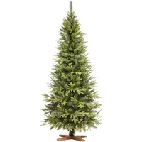 FairyTrees : Sapin de Noël, variété Nordmann Premium, 180 cm, éléments naturels moulés par injection, fabriqué dans l'UE, sapin de Noël avec support en bois de frêne fabriqué à la main