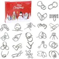 OCreon Calendrier de l'Avent 2025 - Calendrier de Noël - Cadeaux - 24 pièces - Jeux de puzzles en métal - Puzzles d'intelligence en métal