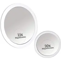 OCreon Miroir grossissant 15x, ensemble miroir de maquillage avec 3 ventouses adhésives pour le maquillage et la pince à épiler, idéal pour les sourcils. Zoom extrêmement puissant x20