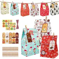 OCreon Calendrier de l'Avent à remplir - Calendrier de l'Avent fait maison pour enfants et adultes, comprenant 24 pochettes - Autocollants avec des chiffres - Cartes