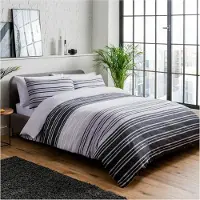 OCreon Streep rayé noir et blanc, coton, gris, taille King