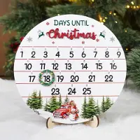 OCreon Calendrier de l'Avent en bois sur le thème de Noël - Calendrier de l'Avent pour compter les jours jusqu'à Noël - Décoration de Noël, calendrier de l'Avent