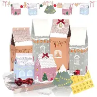 OCreon Calendrier de l'Avent à décorer, modèle maison - 24 pièces - Calendrier de l'Avent à décorer soi-même, modèle maison, à remplir pour les enfants