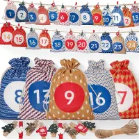 OCreon Calendrier de l'Avent à remplir - 24 petits sacs pour calendrier de l'Avent - Tissu - Grande taille et réutilisable - Calendrier de Noël à personnaliser