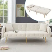 Selius Canapé-lit - Canapé convertible - Lit d'appoint - Canapé - Lit d'invités - Design moderne, couleur blanche - Dossier et accoudoirs réglables