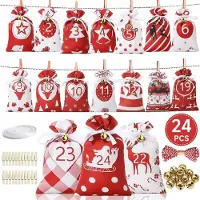 OCreon Calendriers de l'Avent à remplir - Sacs de calendrier de l'Avent réutilisables - Calendrier de Noël fait maison - Sacs en tissu