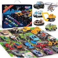OCreon Calendriers de l'Avent pour enfants, 24 véhicules de jeu pour garçons