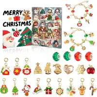 OCreon Calendrier de l'Avent pour filles - Bijoux à réaliser soi-même - Kit pour la création de bijoux - 2 colliers - 22 charms
