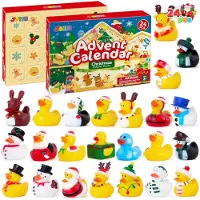 OCreon Calendrier de l'Avent Canards - Calendrier de compte à rebours de 24 jours. Canards en caoutchouc - Jouet de bain en caoutchouc pour garçons, filles et enfants