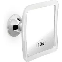 OCreon Miroir de maquillage grossissant avec ventouse, miroir de salle de bain et de voyage, format carré, 16-3 x 16-3 cm