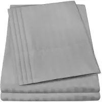 OCreon Streep Queen Lakens - Ensemble de draps Queen, collection Supreme, 6 pièces, microfibre finement brossée, pour matelas profonds. Inclut 2 taies d'oreiller supplémentaires