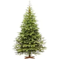 FairyTrees Sapin de Noël Artificiel 250 cm Nordmann Premium Slim | Éléments naturels moulés par Injection | Fabriqué en UE | Arbre de Noël avec Support en Bois de frêne Fait à la Main