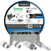 AGAPLAST Kit de jardinage Vartco 1/2'' 20m de tuyau stop and go raccord rapide robinet, arroseur support mural Home Set
