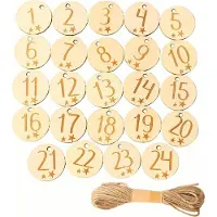 OCreon Calendrier de l'Avent - Chiffres - Bois - 1 à 24 pièces - Avec chiffres - Bois - Noël - (naturel)