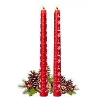 OCreon 2 bougies de Noël, 24 bougies de l'Avent, articles de cadeau, bougies de l'Avent faites à la main, de couleur rouge