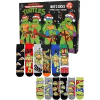 OCreon Calendrier de l'Avent Tortues Ninja Mutantes, avec 12 paires de chaussettes pour hommes - Taille 40-45 - Calendrier comprenant des chaussettes basses et des chaussettes montantes