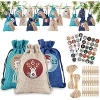 OCreon Calendriers de l'Avent - Petits sacs de cadeaux de Noël - Calendrier de Noël - Sacs à décorer soi-même - Calendrier de l'Avent à remplir - Sac de Noël