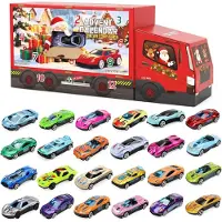 OCreon Calendrier de l'Avent avec des voitures de course en métal - 24 modèles uniques dans un coffret surprise - Jouet éducatif pour enfants