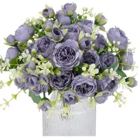 OCreon Fleurs artificielles pivoines - 4 bouquets - Pivoines "Real Touch" - Fleurs artificielles pour bouquet - Adaptées pour vase