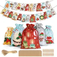 OCreon Calendrier de l'Avent à remplir pour 2025 enfants - 24 sachets de calendrier de Noël - Grand calendrier de l'Avent à remplir soi-même - 2 tailles disponibles
