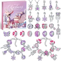 OCreon Calendrier de l'Avent 2025 - Enfants - Filles - Calendrier de Noël - Bijoux - Loisirs créatifs - Adolescents - Femmes - Calendrier de l'Avent avec pendentifs - Bracelet