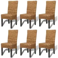 Selius Chaise de salle à manger - Chaise pour table à manger - Chaise de cuisine - Chaise - Chaise coquille - Lot de 6 - Assise en abaca tressée à la main