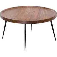 Selius Table ronde de salon - Table basse - Table d'appoint - Table en bois - Petite table à manger - Bois de sheesham massif