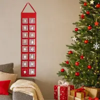 OCreon Calendrier de l'Avent à suspendre et à remplir soi-même - Calendrier de l'Avent en feutre - Rouge - Beige - Blanc