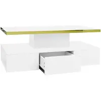 Selius Table basse - Table - Table de rangement - Table de salon - Blanc brillant - Éclairage LED - Tiroir