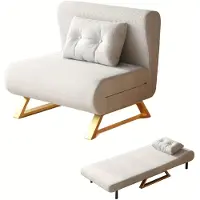 Selius Fauteuil relaxant convertible en lit - Fauteuil blanc et gris avec repose-pieds, dossier réglable et pieds en métal