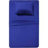 OCreon Ensemble de draps 4 pièces (bleu roi) : 1 drap plat, 1 drap-housse et 2 taies d'oreiller