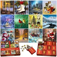OCreon Calendrier de l'Avent original sous forme de puzzle - Collection d'art de Noël - Ensemble de douze puzzles de 100 pièces
