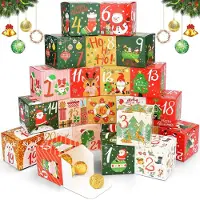 OCreon Boîtes d'avent calendrier 2025 à remplir - Lot de 24 - Calendrier de l'Avent coloré à personnaliser