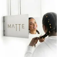 OCreon Miroir rotatif à 360 degrés pour coiffeurs et salons de coiffure - Hauteur réglable avec crochet - Miroir rabattable sur 3 côtés - Miroir de coiffeuse - Miroir de beauté tridimensionnel
