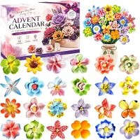 OCreon Calendrier de l'Avent 2026 pour filles - Calendrier de compte à rebours de Noël en céramique, avec des fleurs - 24 jours de surprises pour les femmes adultes