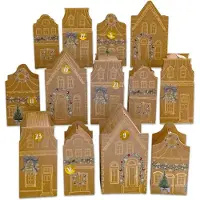 OCreon Calendrier de l'Avent 2025 - Kit de bricolage comprenant 24 petites maisons en papier d'emballage - Boîtes pliables à décorer et à remplir - Pour enfants et adultes
