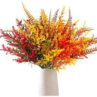 OCreon Fleurs d'automne artificielles, lot de 8 bouquets de fleurs artificielles aux couleurs automnales, avec des feuilles et des branches d'automne