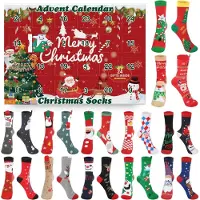 OCreon Calendrier de l'Avent 2025 pour femmes : chaussettes de Noël. Calendrier de l'Avent avec chaussettes de Noël. Calendrier de Noël avec chaussettes pour femmes