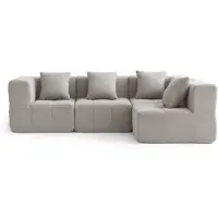 MILY SOFA Canapé d'angle modulable 4 places MILYSOFA SOFABULOUS, tissu bouclé raffiné, beige pierre